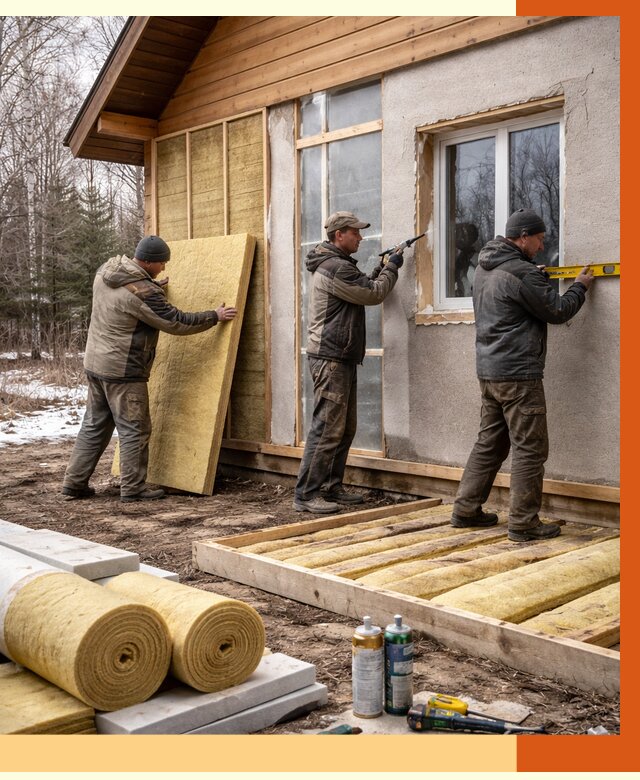 Утепление дачного дома в Кандалакше от 4799 руб/м2 — недорого | ТепломастерКнд