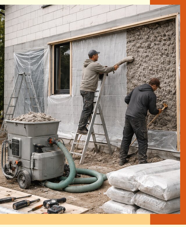 Утепление дома из газобетона эковатой в Кандалакше от 4546 руб./м2 | ТепломастерКнд
