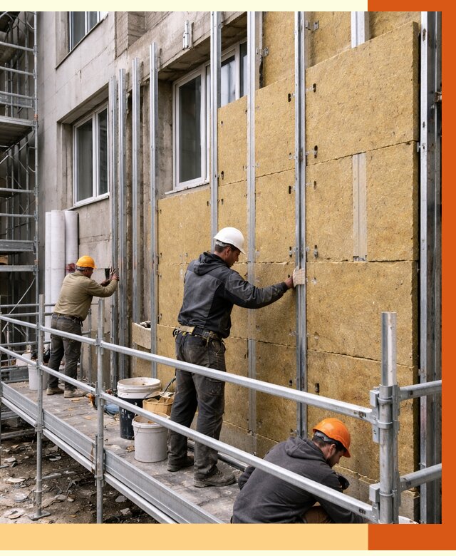 Утепление вентилируемого фасада в Кандалакше от 5658 руб/м2 — монтаж и утепление вентфасад | ТепломастерКнд